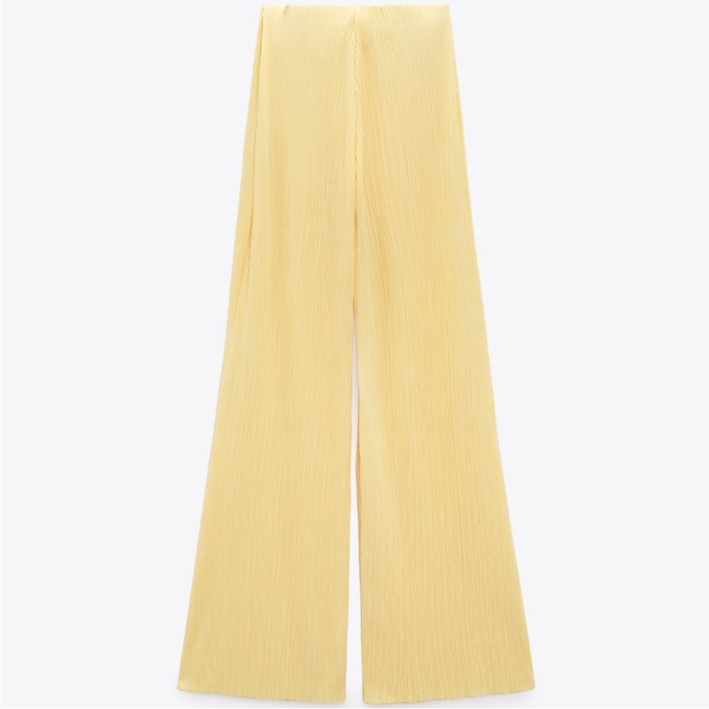 NWT ZARA PLEATED PANTS PASTEL YELLOW
